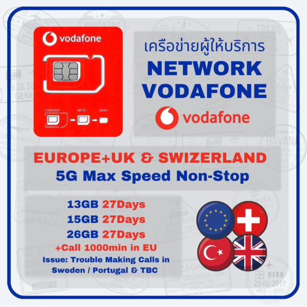 EU, SWZ, TUK& UK SIM Vodafone + Call - Image 2