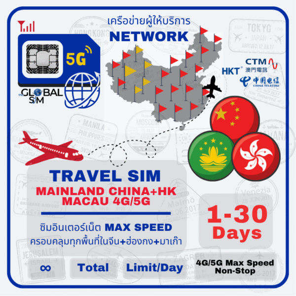 The Global SIM ซิมจีน ฮ่องกง มาเก๊า China Hong Kong Macau SIM Card